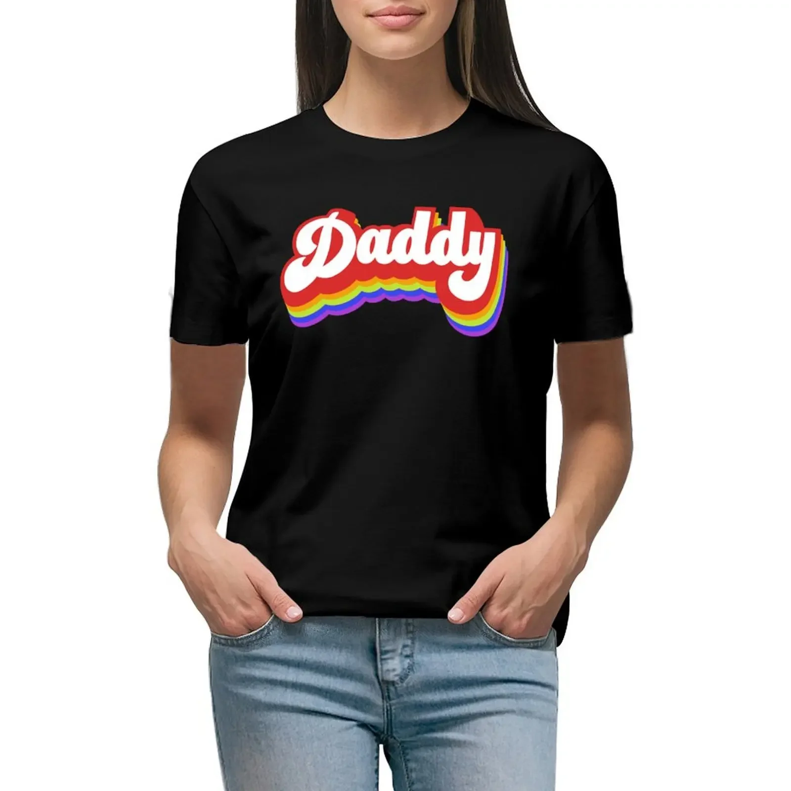 

Rainbow Daddy Script T-Shirt tops plus sizes customs design your own oversized t-shirts for Women graphic tees