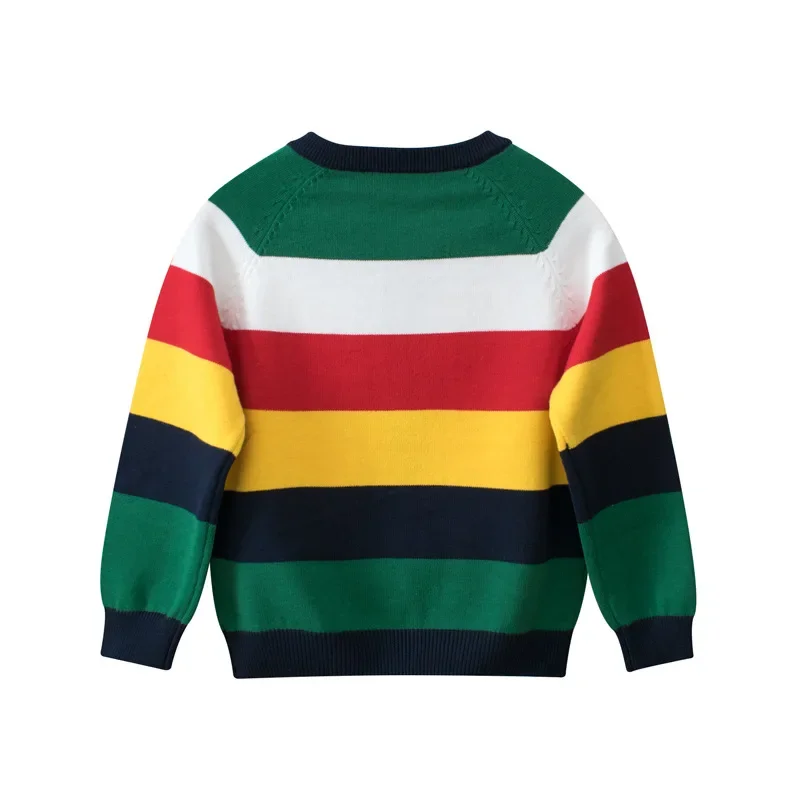 Rainbow Color Children's Sweater 2025 Spring Autumn New Boys Outerwear Casual Long Sleeve Knitted Cardigan Kids Coats Dropship