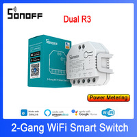 SONOFF DUALR3 Dual Relay Module Wifi DIY MINI Switch Two Way Power Metering Smart Home 2 Gang/ Way Switch via Alexa Google Home