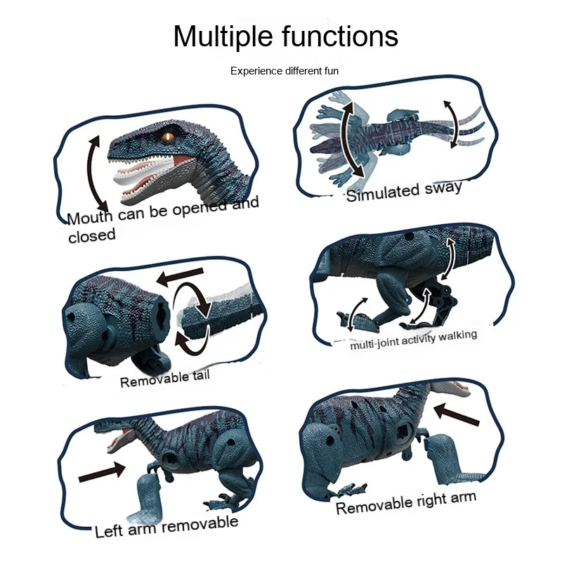 2.4G Mini zabawki zdalnie sterowane Symulacja dźwięku dinozaura Chodzące zabawki elektryczne ze światłami Zdejmowane zabawki zdalnie sterowane