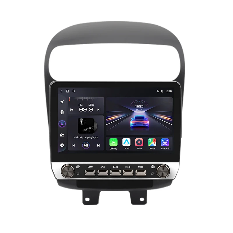 Junsun 10.1-calowe radio samochodowe do Dodge Journey i Fiat Freemont 2011-2020, bezprzewodowy CarPlay, Android Auto, inteligentne systemy, ekran dotykowy IPS z fizycznymi przyciskami, DSP, nawigacja — 2