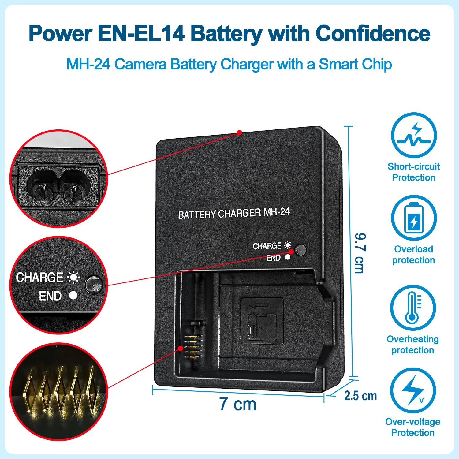 MH-24 Batterieladegerät für Nikon EN-EL14 ENEL14a für D3500 D5600 D5500 D3400 D5300 D3200 D3100 D5200 D5100 D3300 DF Kamera – Detail 2