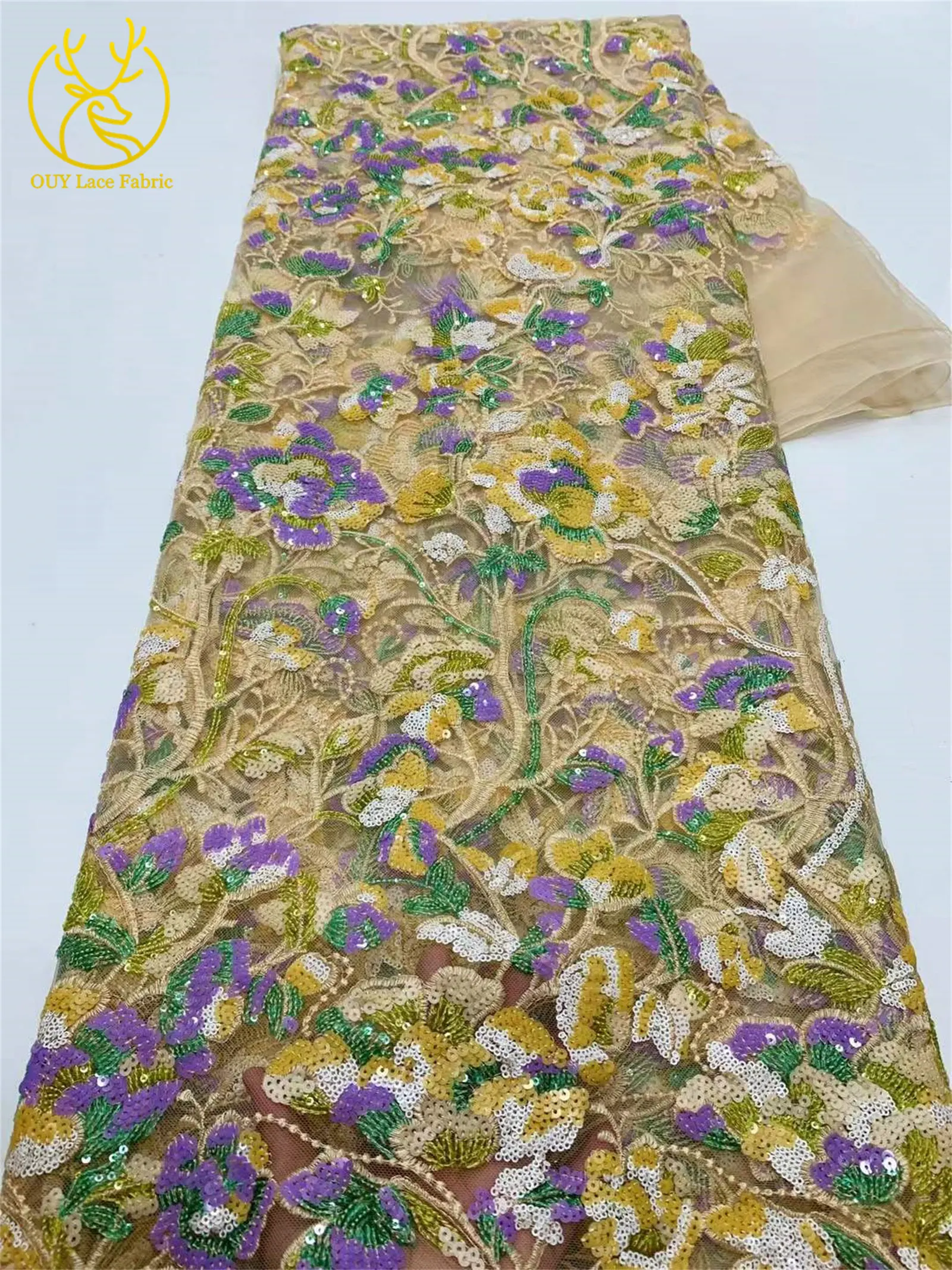 Moda francese paillettes sposo fiore ricamato pizzo tessuto africano Nigeria maglia tulle tessuto di pizzo 2025 abiti da festa da donna