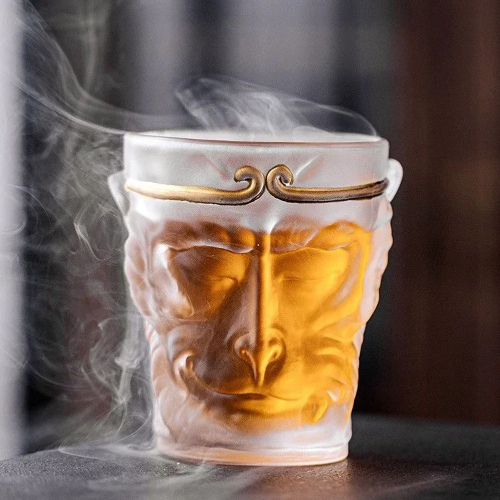 120ml Monkey King Whiskey Glasses Black Myth Wukong Crystal Glass Cup Creative Sun Wukong Kung Fu Tea Cup Home Drinkware