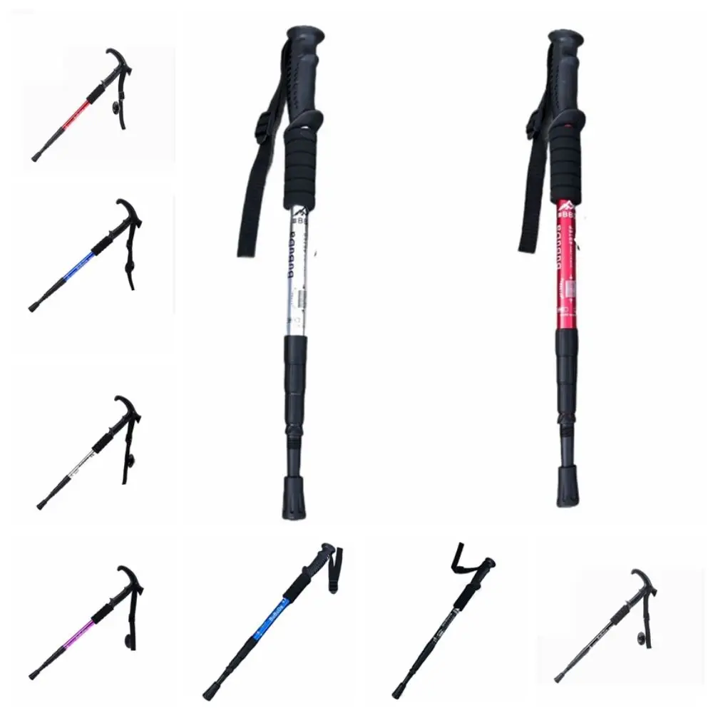 4 Section Trekking Poles Non-slip Folding Walking Stick Elegant Aluminium Alloy Foldable Crutches Mountaineering