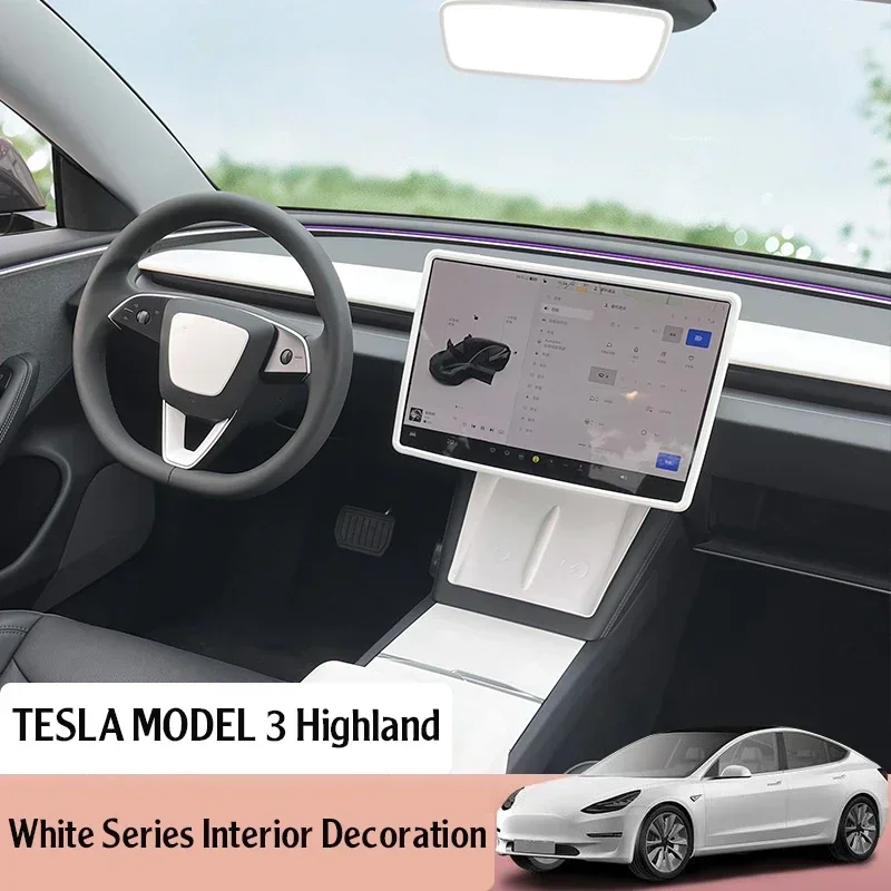 For Tesla Model 3 highland Interior Center Console Storage Box Steering Wheel Screen Protection Decorative Footrest Seat Cover