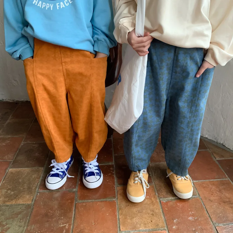 RAISE Spring Children Boys Pant Cotton Print Star Pockets Button Jogger Pants Elastic Waist Loose Infant Baby Boy Versatile Pant