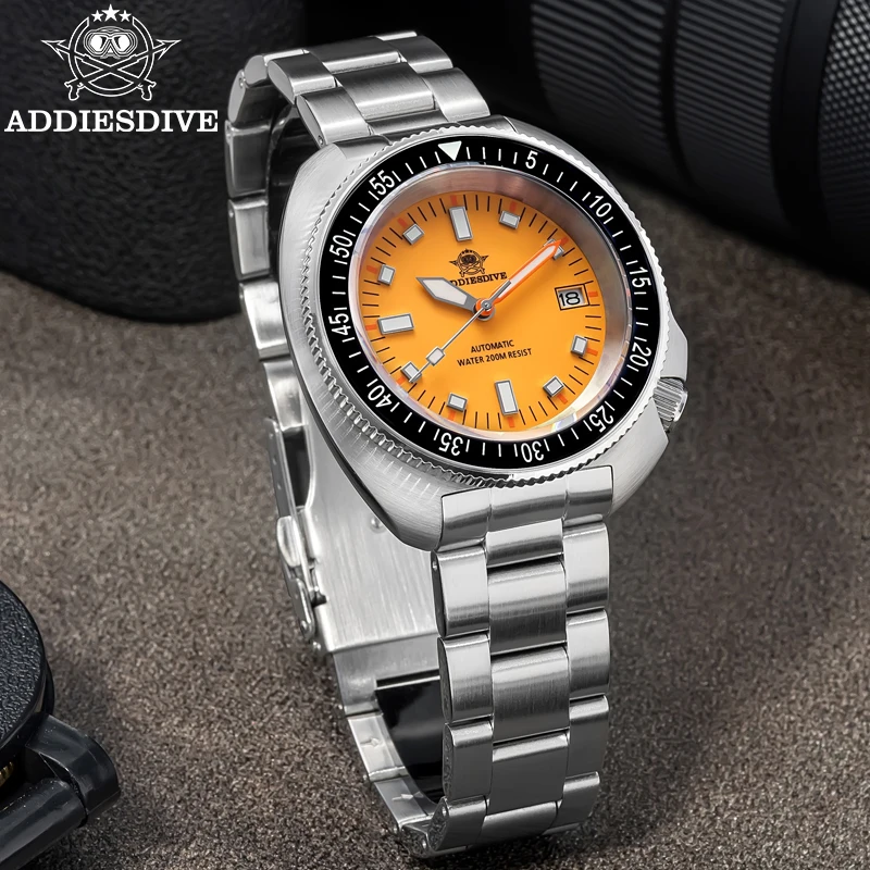 

ADDIESDIVE New Arrival Orange Dial Automatic Watch Ceramic Bezel Super Luminous NH35A Sapphire Glass Men Mechanical Watch AD2081