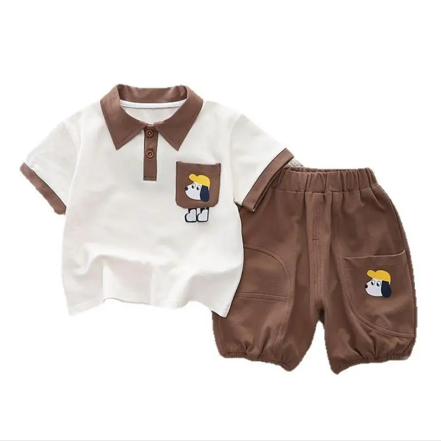 幼児セット男の子ベビー夏服 1 に 5 歳デザイナー漫画子犬カジュアルコットン Tシャツトップス + ショートパンツ女の子服