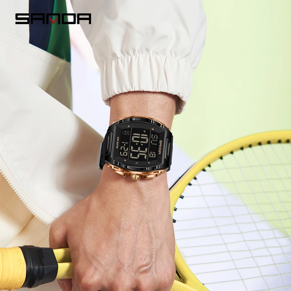 SANDA New 6286 Fashionable Luxury Men's Electronic Watch Sports Waterproof Countdown Calendar Night Light Men's Electronic Watch