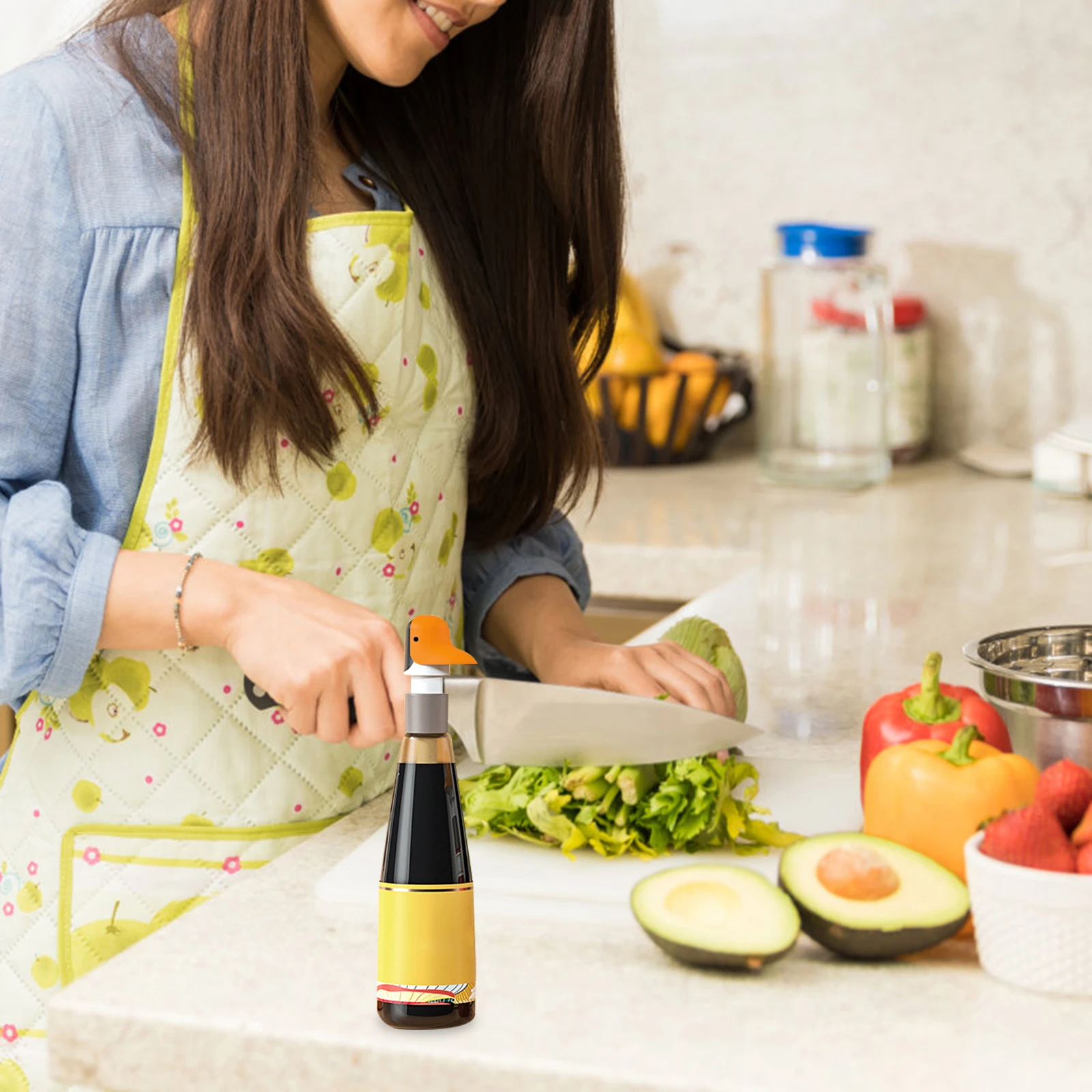 

Pump Head Squeeze Nozzle For Oyster Sauce Ketchup Bottle Abs Press Dispenser Kitchen Gadget Penguin Shape Syrup Soy Sauce Nozzle