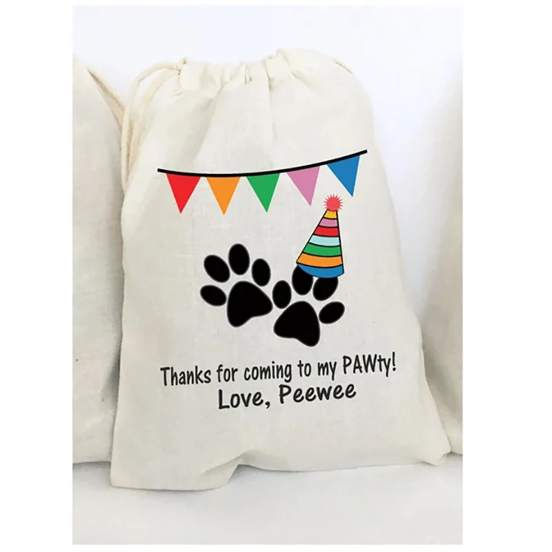 5pcs Personalised custom Pet name gift bags Dog Puppy 1st 2nd 3rd Birthday Party baby shower Decoration thank you welcome favor