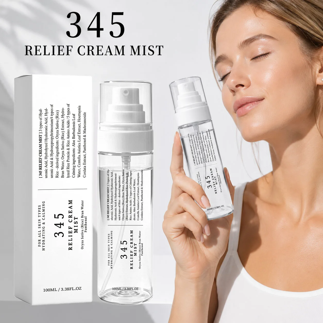 345 Relief Cream Mist Korean Skin Care Instant Hydration Calm Skin Dryness Discomfort Antioxidant Intensive Repair Serum Spray