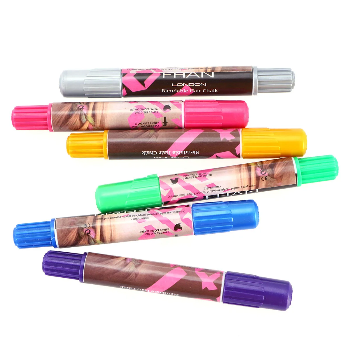 

6Pcs Temporary Hair Chalk Metallic Glitter Color Tool for All Hair Types DIY Bold Vibrant Highlights Washable Coloring