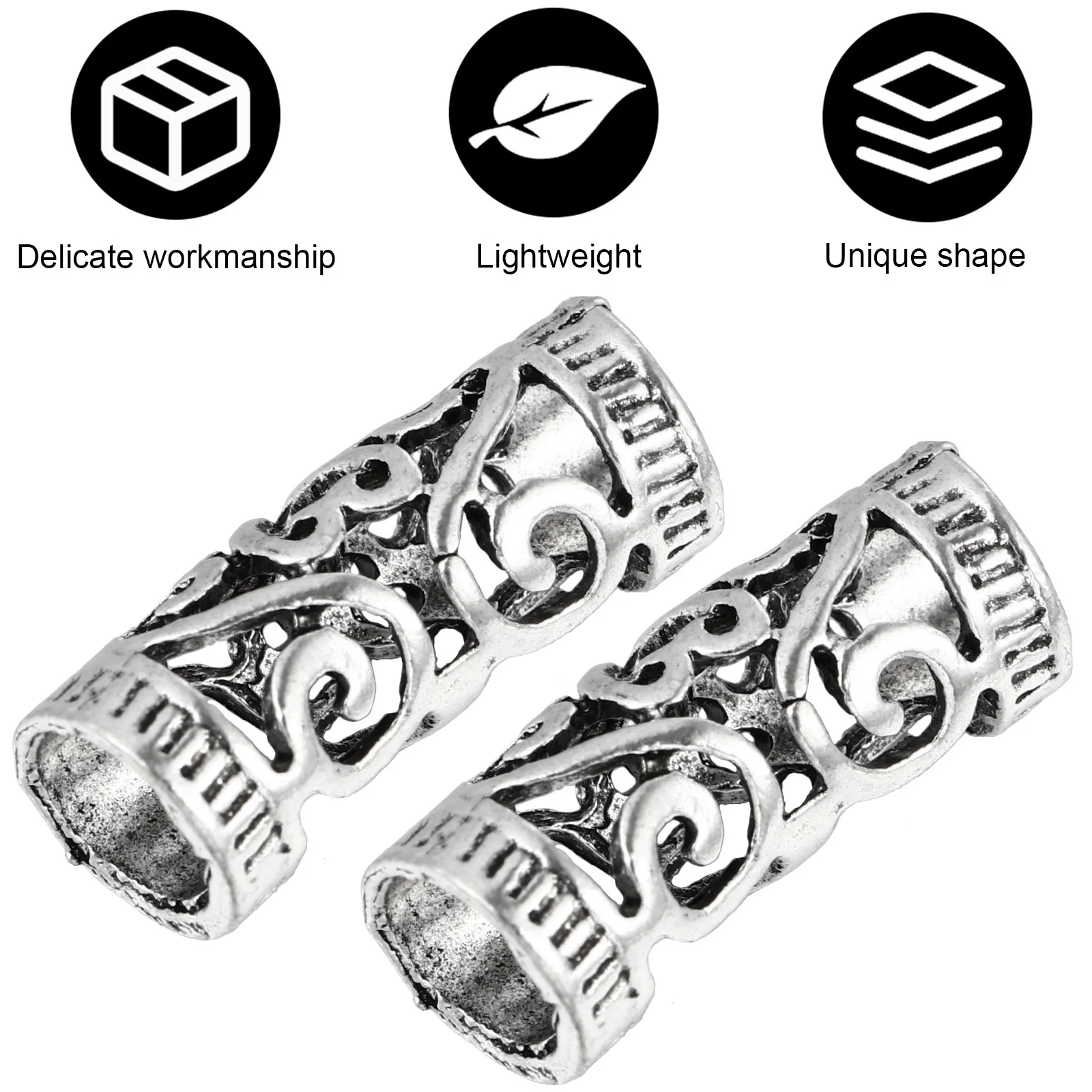 6 قطعة خواتم تخريمية خمر الجوف خارج الأصفاد Dreadlock ل تجديل وصلات شعر حفل زفاف حفلة موسيقية سبيكة إكسسوارات الشعر #4