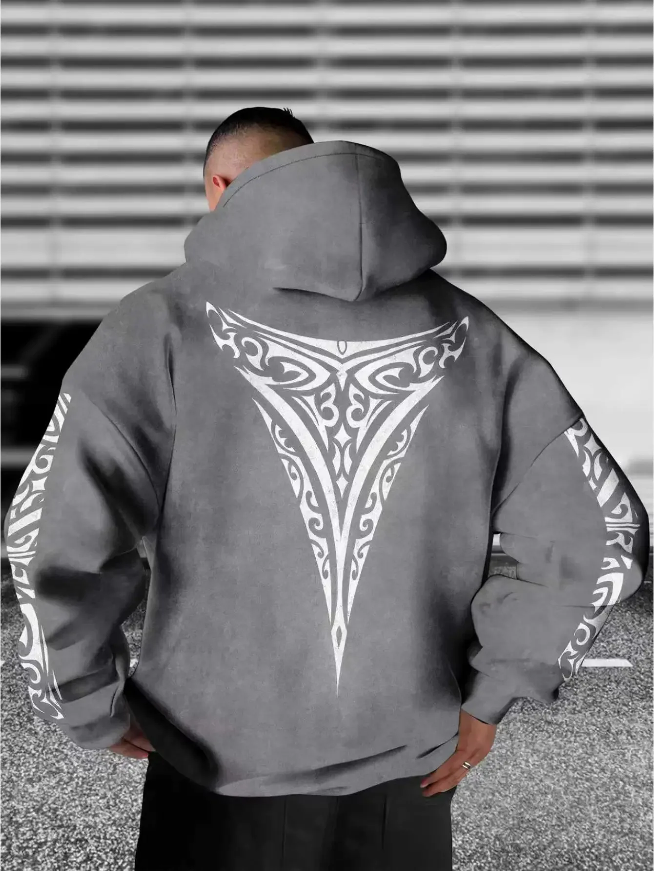 New model: men’s hooded long-sleeve loose-fitting casual printed basic sweatshirt. Perfect for young people in spring, summer, a