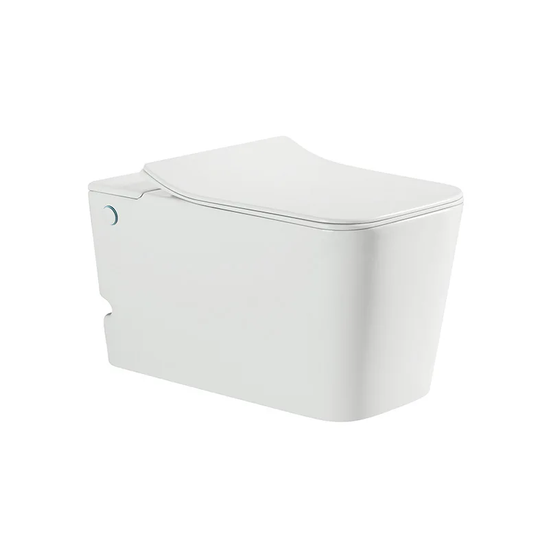 

Лидер продаж: Современный подвесной керамический унитаз для виллы с самоочищающейся глазурью, P-образным сифоном, плавным закрытием, высокое качество, белый цвет