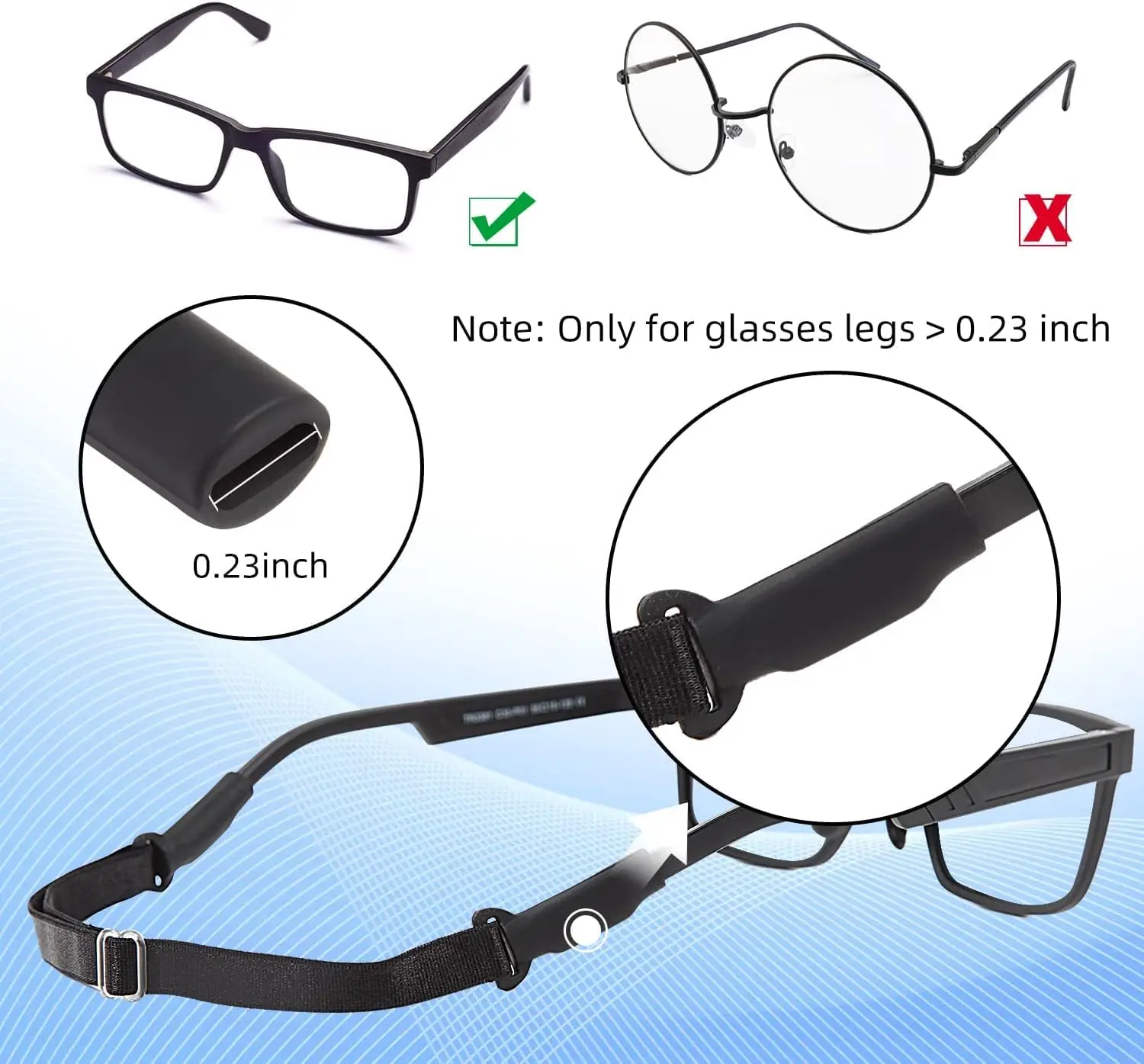 4Pcs Adult Glasses Straps (8.3-13in) - Adjustable Sports Sunglasses Eyeglasses Holder Straps Eyewear Retainers - view 5
