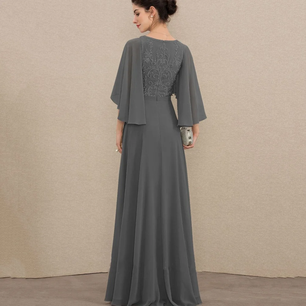 Customized V Neck Mother Dresses A Line Formal Bride Party Dress Lace Floor Length Elegant Occasion Gown robes invitée mariage