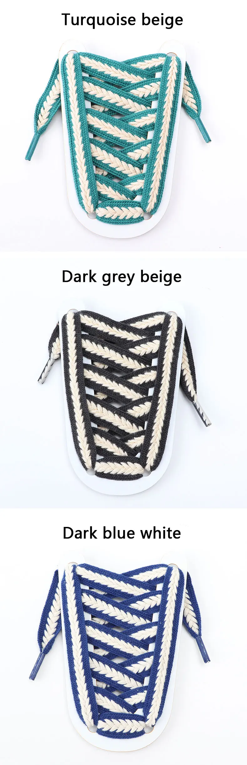 Flache Schnürsenkel für Sneaker, 1,5 cm breit, luxuriöse Regenbogen-Schnürsenkel für Damen und Herren, strukturiertes Gewebe, klassische Farben. – Detail 11