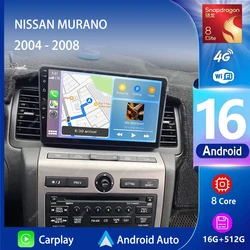 Android 16 Carplay Auto 2K Screen Car Radio Multimedia Player For NISSAN MURANO Z50 2004 - 2008 Autoradio Stereo 2din Head Unit