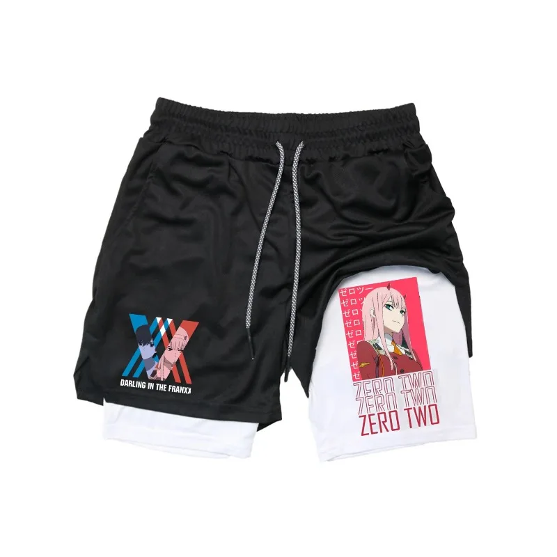 Pantaloncini Zero Two Performance da uomo Pantaloncini a compressione da corsa 2 in 1 Allenamento Yoga Palestra Abbigliamento sportivo Pantaloncini da allenamento con tasche