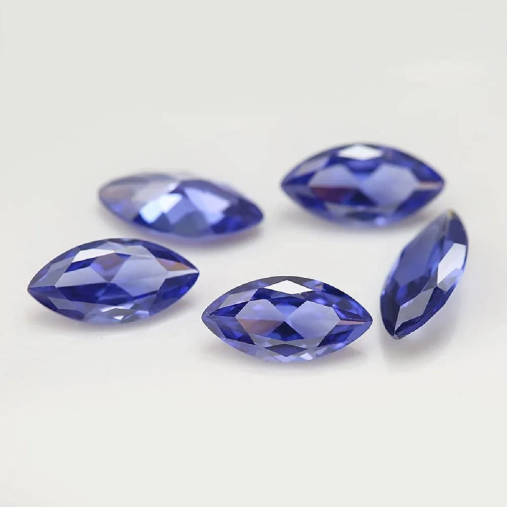 Size 2x4mm~8x16mm Marquise Shape Loose Cubic Zirconia 5A CZ Stones Green Sea Blue Coffee Tanzanite Color Rhodolite Zircon