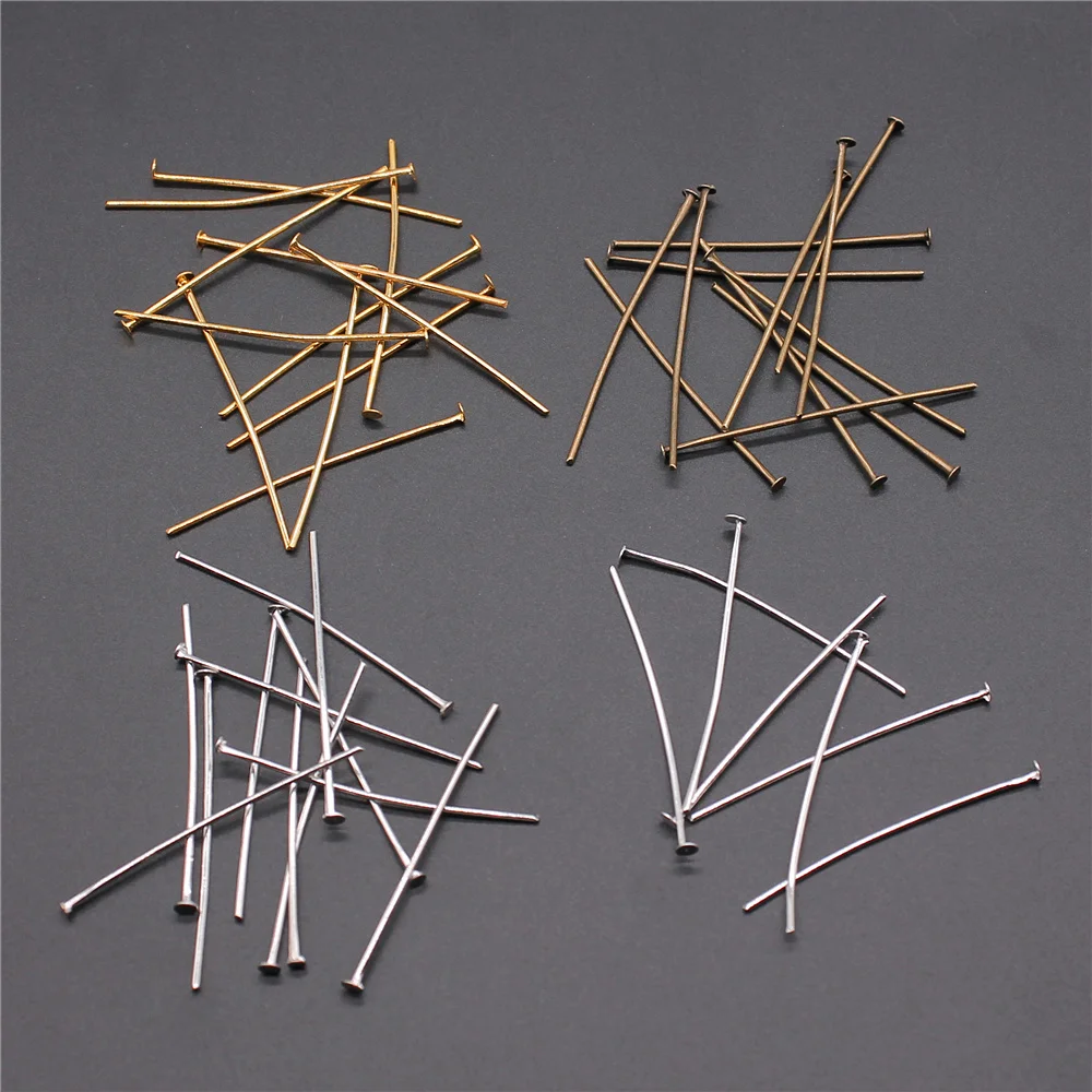 200pcs 18 20 22 24 26 28 30 32 35 mm Flat Head Pins 4 Colors Headpins For Jewelry Making Jewelry Findings