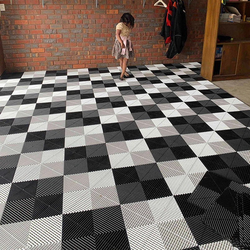 High Strength Garage Floor Tiles Car Auto Detailing Workshop Mat Pp Interlocking Floor Covering