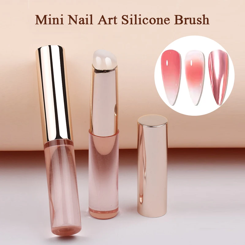 Nail Art Silicone Applicator Sticks Chrome Pigment Dust Applying Manicure Tool Easy-Daub Pigment Silicone Nail Brushes