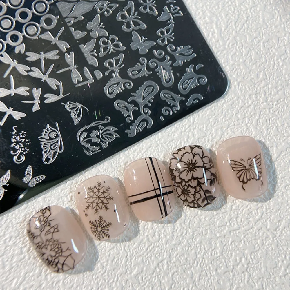 Nagel Stamping Platten Set Silikon Stamper Pinsel Nail art Stempel Polnischen Transfer Schablonen Blume Geometrie Vorlage Werkzeuge Maniküre