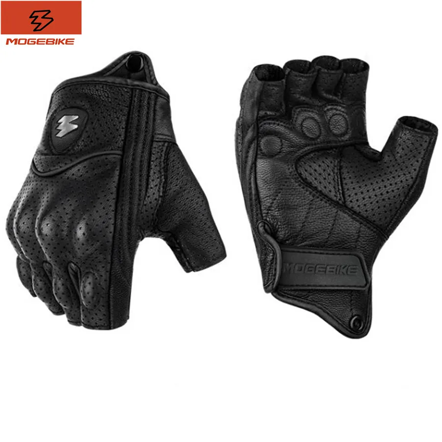 

Summer Motorcycle Fingerless Gloves Cool Lightning Metal Logo Motorbike Gloves Anti-Collision, Wear-Resistant Gloves for Moto