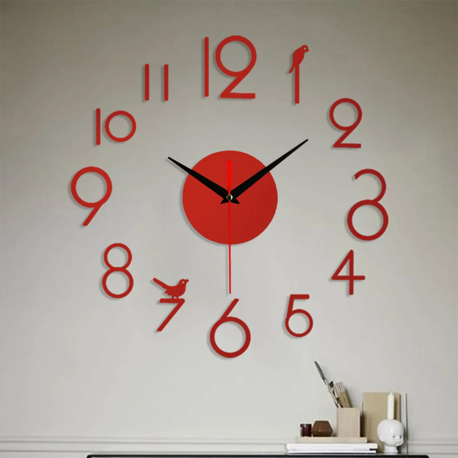 Stickers Wall Clock Without Batteries 1pc 3.5