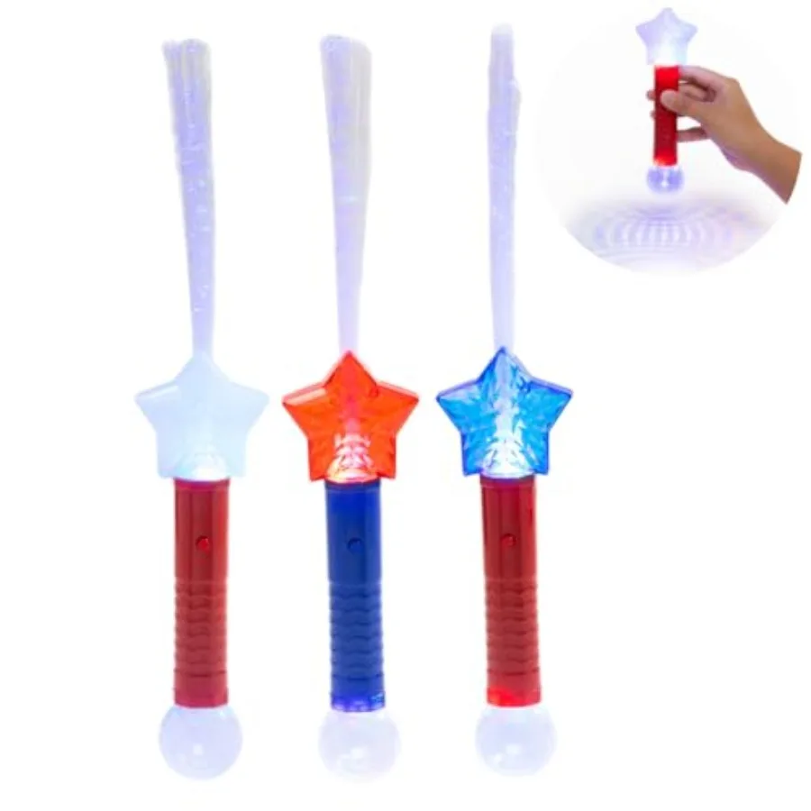 

Light Up Fiber Optic Wands for LED Glowing Party Toy with Colorful Fiber Strands, Battery Powered Light Wand Set for Parties, G