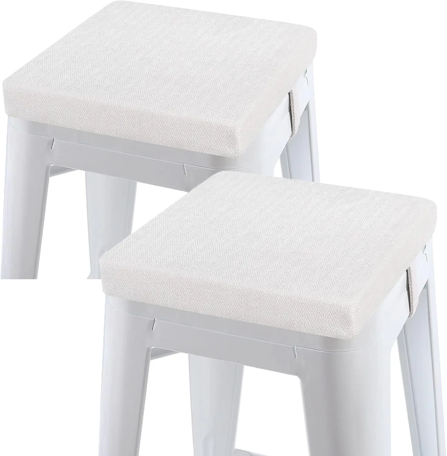 

12 H Non Slip Stool Cushion Square Set Of 2, Soft Bar Stool Cushions With Ties Square Chair Pad For Stackable Kitchen Stools,