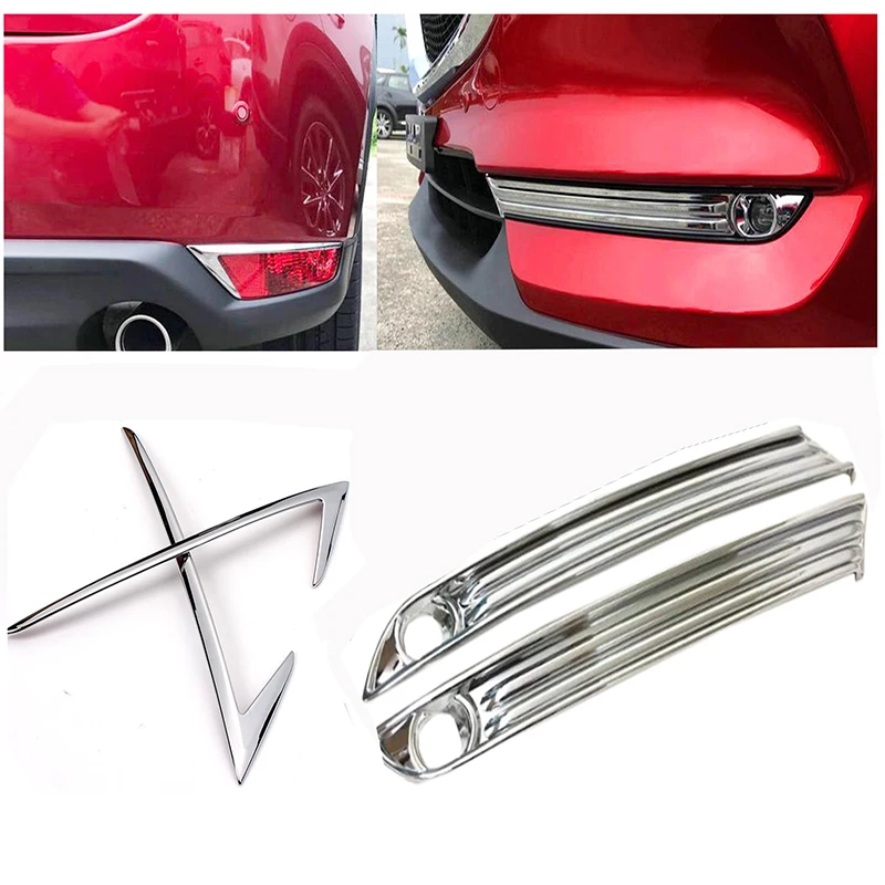 

Car Left Right ABS Chrome Front + Rear Fog Light Lamp Cover Trim Foglight accessories 4pcs For Mazda CX-5 CX5 2017 2018