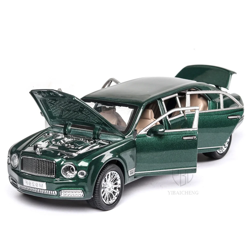 1/24 Bentley Mulsanne Large Size Diecast Alloy Car Model Toy Extended Black High Simulation Metal Car 6 Doors Toy for Collection