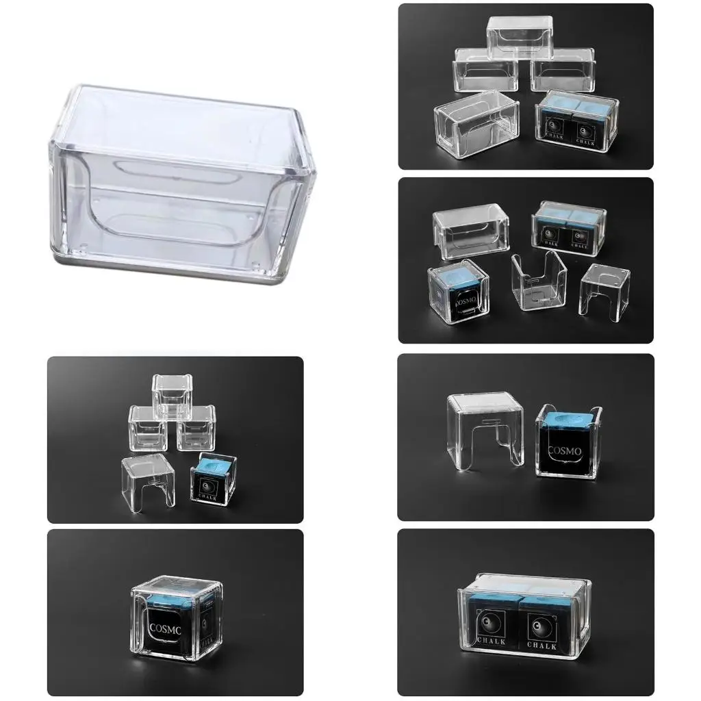 Q39E Clear Chalk Protections Box Portable Billiard Chalk Storage Case Acrylic Billiard Chalk Powder Box Billiard Accessories