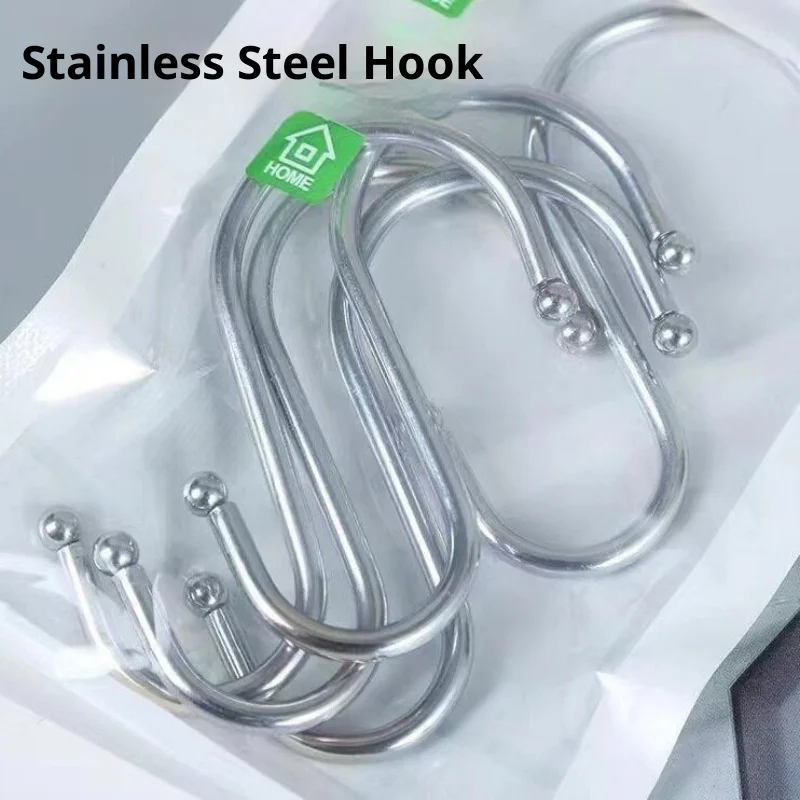 Stainless Steel S Shape Hook Multi-function Hanging Hooks For Kitchen Bathroom Clothes Towel Storage Organizer