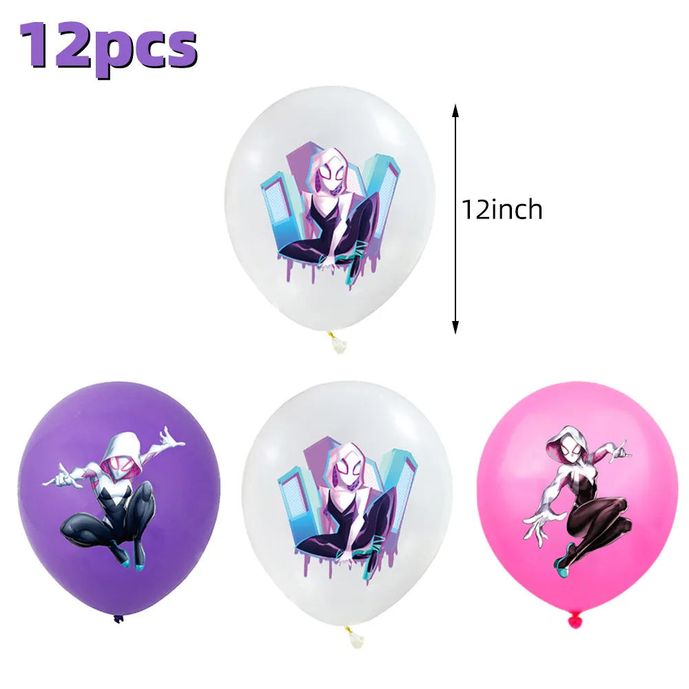 Cartoon Spider Girl 12 Inch Latex Balloons SuperHero Pink Girls Birthday Party Decorations For Kids Baby Shower Party Supplies