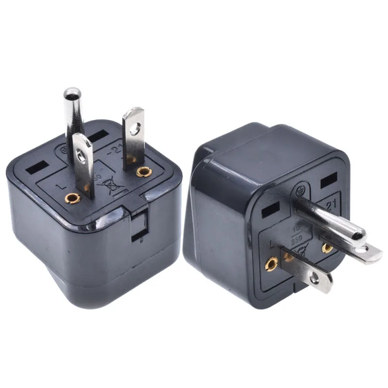 Grosir Hitam Putih NEMA 6-15P 250V 15a Tembaga Universal Amerika Terbumi 3 Pin Steker AC AS Kanada Adaptor Perjalanan Jepang