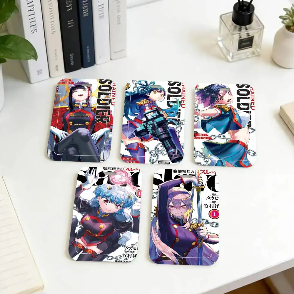 1pc Popular Anime Chained Soldier ID Card Sleeve School Card Access ID Card Bus Meal Card Protective Sleeve Easy Push