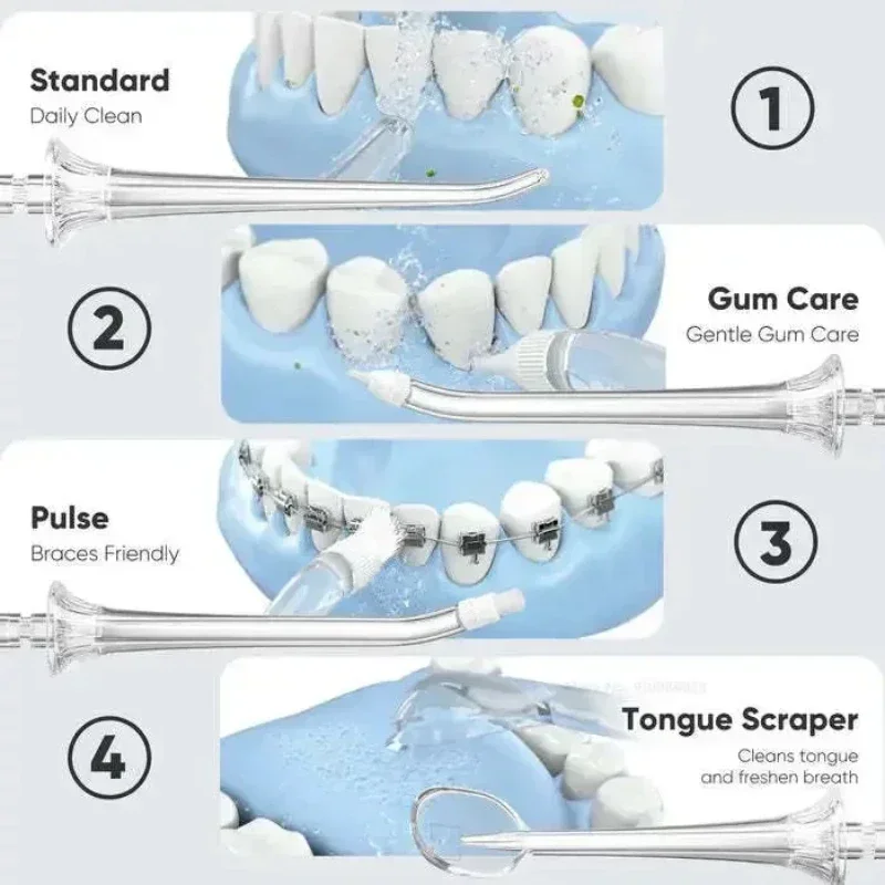 Original SOOCAS W3 Pro Water Flosser Teeth 4 Type Nozzle Cleaner Oral Irrigator Rechargeable Cleaner Water Tank Removeable