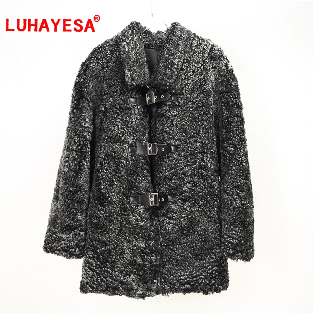 

2023 Women New Australia Lamb Shearling Fur Caot Daily Winter Real Fur