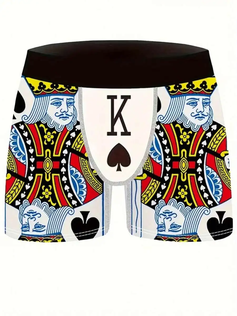 

Mens Digital Print King Of Spades Boxer Briefs Novelty Fun Stretchy Underwear