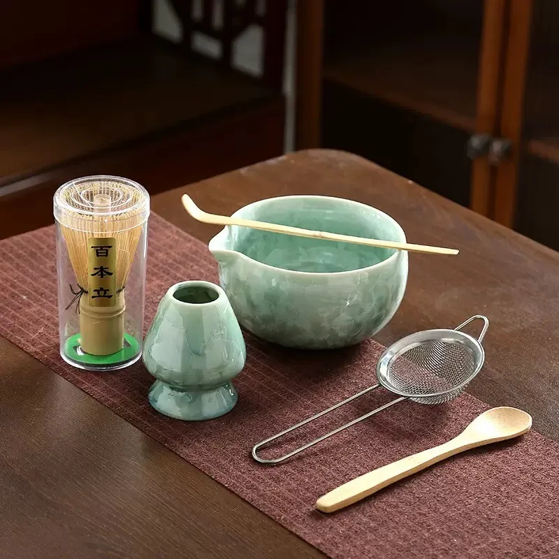 

Чайный сервиз Matcha из 6 предметов: керамическая чаша Matcha, пищевой венчик, бамбуковый венчик для чая ручной работы, совок для чая, инструменты для изготовления чайной церемонии