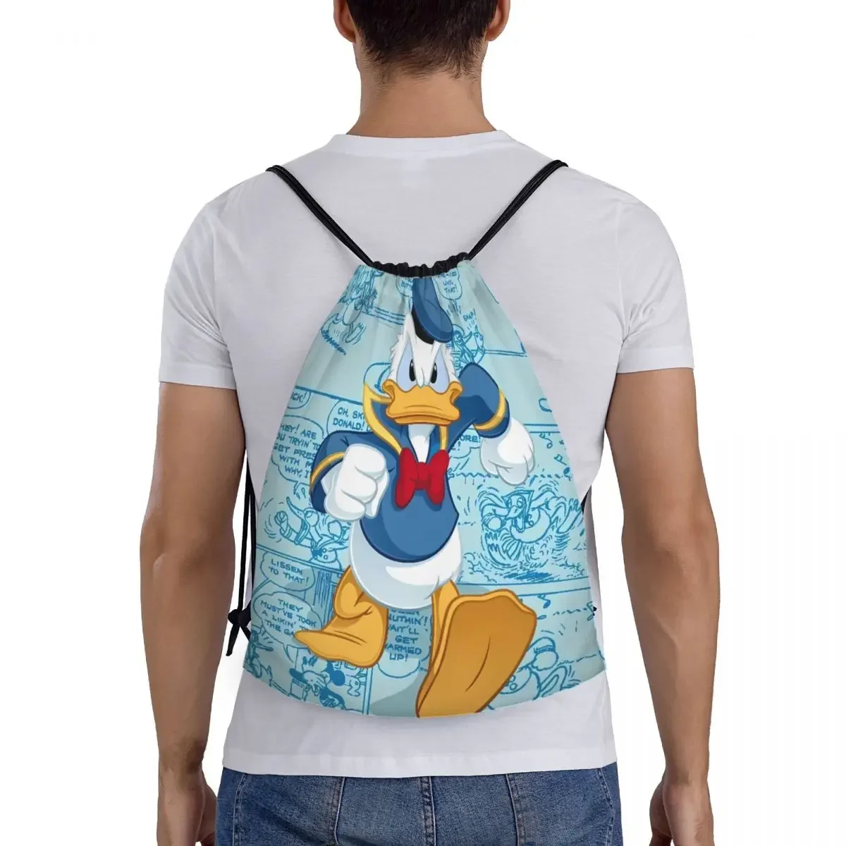 حقيبة ظهر رياضية برباط من دونالد داك، حقيبة ظهر رياضية للياقة البدنية والسفر في الهواء الطلق للنساء والرجال ذات سعة كبيرة للسباحة في صالة الألعاب الرياضية