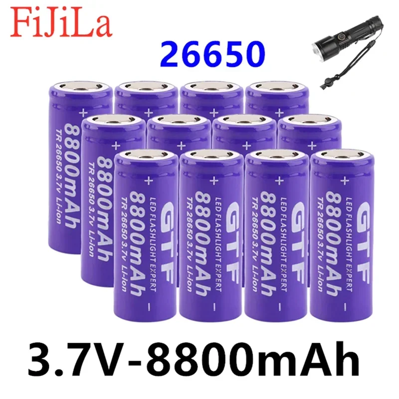 100% Nouveau 3,7v 26650 Batería Li-Ion 8800mAh  Recargable Par Linterna LED   De    Acumula