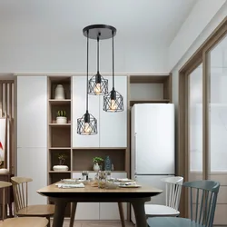 Vintage Ceiling Lamp 3 head Hanging Lamp Ceiling Lights Metal Shade E27 Black, suitable for living room, dining room