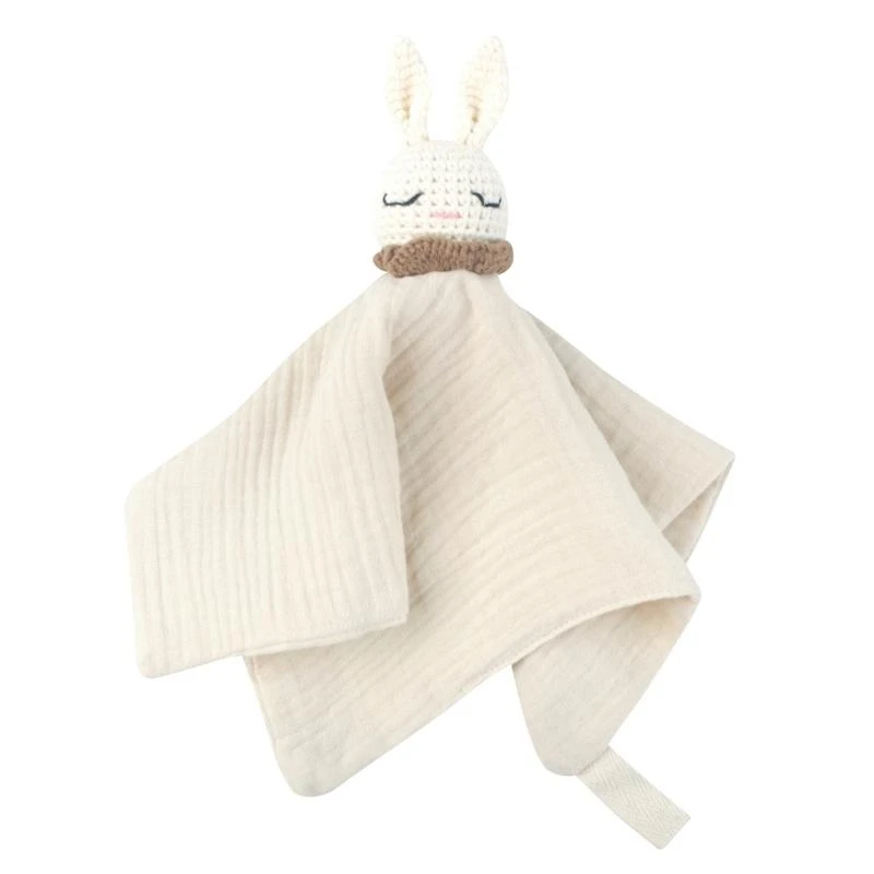 Q1Fe Crochet Rabbit Baby Pabry Pib Princet for Boys Girl Treptleable Paide Taild Infant Mood Congling Bib Bib
